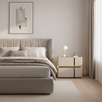 Mesita de Noche Inteligente de Madera Maciza para Dormitorio, Estilo Moderno y Sencillo, para Apartamentos Pequeños, con Sensación de Lujo, Diseño de Celebridad de Internet, Shangzheng