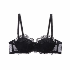 Fabricant OEM de sous-vêtements Ensemble de soutien-gorge push-up avec anneau en acier souple brodé français Sous-vêtements sexy en dentelle pour <span class=keywords><strong>gros</strong></span> seins - Product Image 5
