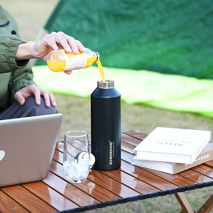 Una mano Fácil de abrir Botellas de acero inoxidable aisladas Deportes al aire libre Camping Senderismo Botella de agua - Product Image 1