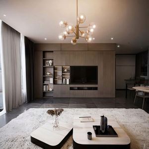 Appartement Rangement personnalisé Escalier d'angle Meuble TV en bois Armoire murale - Product Image 5