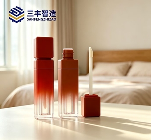 Reddish Brown Empty Square Gradient Transparent <b>Lip</b> Oil Tube for Cosmetic Packaging - Product Image 2