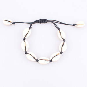 Hawaiian Style Seashell <b>Bracelet</b> Black White Unisex Casual Jewelry String <b>Bracelet</b> Natural <b>Shell</b> Handwoven Design - Product Image 1