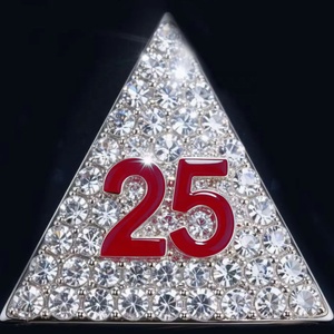 Delta Hy Lạp sorority Sigma bạc số 25 năm kỷ niệm Rhinestone ngọc trai của phụ nữ Quà Tặng tam giác đồ trang sức Trâm Pin - Product Image 3