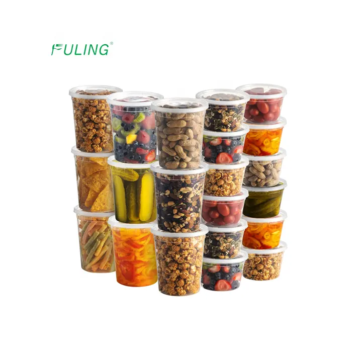 8 12 16 24 32 oz cajas دي plastico المطبخ pp أطعمة لذيذة وعاء حساء حاويات تخزين مجموعات مع أغطية محكمة الإغلاق