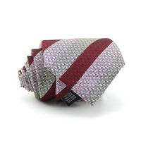 Cravate en soie jacquard 100% tissée sur mesure, décoration tendance, vente en gros, cravate classique à rayures bordeaux, rayures grises, rose pour hommes