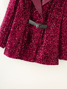Blazer ample à sequins pour femme, style hiver 2025, nouveau style tendance, personnalisé, polyvalent, col à empiècements, <span class=keywords><strong>ceinture</strong></span> décorative - Product Image 5