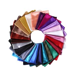 ผ้าคลุมศีรษะผ้าซาตินสีม่วงและชมพูพิมพ์ลายสี่เหลี่ยมสีขาว ขนาด 90x90 มม. ผ้าพันคอไหมสีพื้นสำหรับฤดูร้อนสำหรับผู้หญิง - Product Image 1