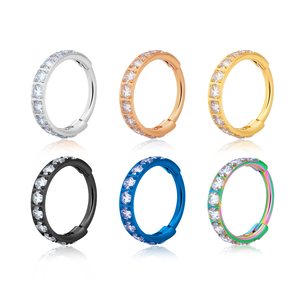 Anneau de nez en titane ASTM F136 16G, segment de cartilage, boucle d'oreille <span class=keywords><strong>Tragus</strong></span>, hélix, daith, septum clicker avec zircon cubique, bijoux de <span class=keywords><strong>piercing</strong></span> - Product Image 5
