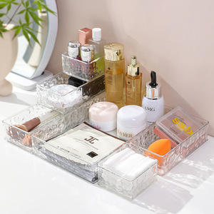 Transparent Drawer Cosmetic Organizer With Compartments For <b>Makeup</b> Storage Desktop Use Stackable Design Extra Small Size - Product Image 1