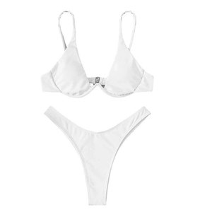 <span class=keywords><strong>Bikini</strong></span> deux pièces pour femmes européennes et américaines, push-up, avec armatures, couleur unie, séchage rapide, écologique - Product Image 5