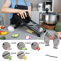 Trancheuse manuelle à mandoline coupe-légumes réglable en acier inoxydable avec sécurité et support