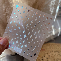 Autocollants adhésifs pour ongles Celebrity Starburst, étoiles 3D dorées et argentées, croissant de lune, mini décorations en plastique pour nail art français