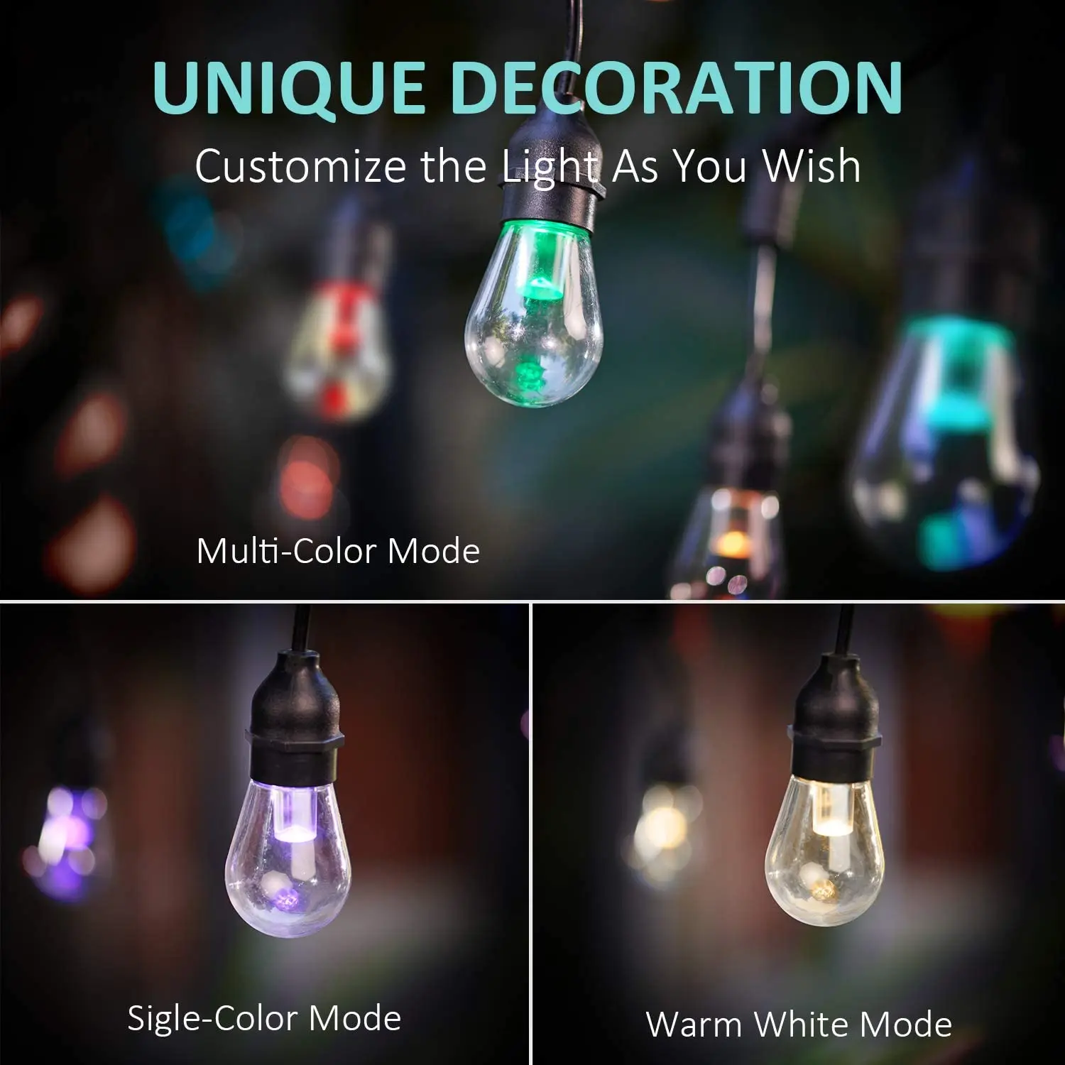 Smart LED Outdoor String Lights RGB Patio Lights WiFi & App Control RGBW Color Changing IP65 Waterproof Lamp · image 4