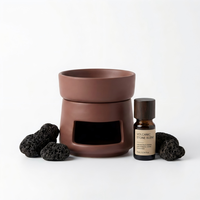 Diffuseur d'huiles essentielles en pierre volcanique avec brûleur à huile en terre cuite, chauffe-bougie, coffret cadeau d'aromathérapie