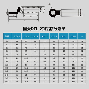 Terminales de Anillo de Cobre y Aluminio Aura DTL-2 de 150 mm, Bloque de Terminales de Conexión de Cable de Cobre Puro - Product Image 5
