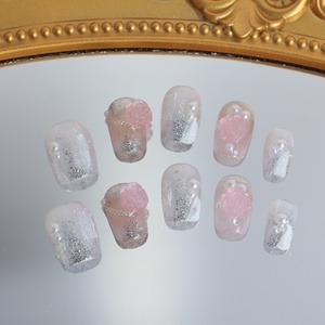 Uñas acrílicas de lujo al por mayor, uñas postizas hechas a mano, cobertura completa 3D, cortas, con diseño de ataúd, mariposa, estrella, puntas francesas, alta calidad - Product Image 2