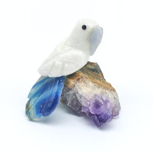 Pierre brute brésilienne : Agate dentelle bleue / Calcite blanche / Agate bleue / Améthyste Parrot - Product Image 1
