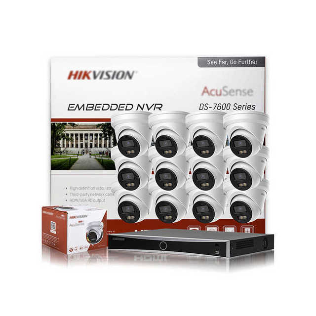 Hikvisions 4/8MP Acusense Dual Light IP Camera Kit 4ch 8ch 16ch 32ch Facial Recognition PoE NVR Wired Network Camera System