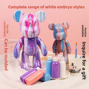 Oso Violento Adorable Blanco Liso para Pintura Fluida, Adhesivo, Mármol, DIY, Juguete Hecho a Mano, Fuente de Comercio Exterior Transfronterizo - Product Image 1