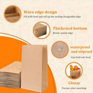 Sac en papier kraft de qualité alimentaire personnalisé, sac en papier brun recyclé avec logo imprimé, sac en papier kraft - Product Image 3