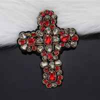 Appliques de fleurs perlées avec garniture en strass, motif croix, broderie à coudre, patchs décoratifs pour sacs