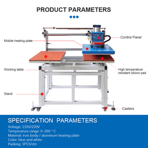 Presse à chaud pneumatique en aluminium à deux postes 2000W 220V, taille personnalisée, équipement de repassage et de lavage pour T-shirts, supporté par l'usine - Product Image 4