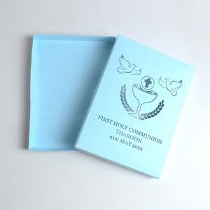 Carte d'invitation de première communion de croix découpée au laser avec boîte d'invitation de calice de baptême personnalisée - Product Image 5