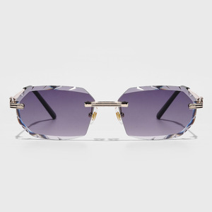2164 UV400 Beige & Orange Gradient Rectangular Unisex Retro Frameless High Quality <b>Sunglasses</b> 2026 - Product Image 6