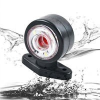 Luz Lateral LED Redonda de Dos Tonos, Base Roja Ámbar Negra, 12V 24V, para Camión, Remolque, Furgoneta, Autobús, Impermeable