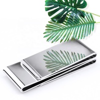Clip de Metal para dinero, Logo grabado personalizado, de acero inoxidable, en blanco