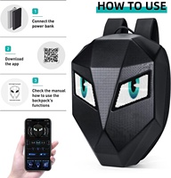 Sac à Dos LED LOY GTX Crown Knight avec Yeux LED Gros Coque Dure Étanche Casque Moto Contrôle App Hommes Motards