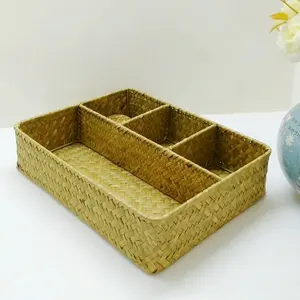 Eco-friendly sea grass basket household items handmade woven basket Storage box Multi-compartment Boxes