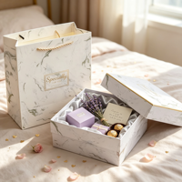 Caja de Regalo Plegable de Mármol Premium con Cierre Magnético y Estampado Dorado, Caja Vacía para Regalos de San Valentín, Día de la Mujer y Fiestas