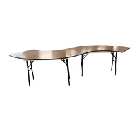 48x30 pouces Table de banquet pliable en contreplaqué moderne avec panneaux serpentin, durable, avec pieds en métal pour la maison et l'hôtellerie
