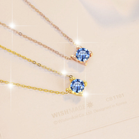 Bijoux classiques raffinés, plaqué or rose, argent sterling S925, pendentif en moissanite bleue 1Ct VVS1, collier pour mariage, cadeau pour femme