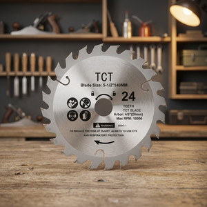 Hoja de sierra circular de grado industrial soldada por alta frecuencia TCT de 5-1/2 pulgadas, 24 dientes, eje de 20 mm, 10000 RPM para corte de madera - Product Image 2