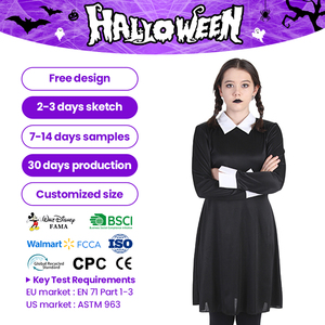 Tenue de Wednesday <span class=keywords><strong>Addams</strong></span> sélectionnée, robe de costume d'Halloween parfaite à manches longues, style classique, couleur personnalisée, polyester - Product Image 1