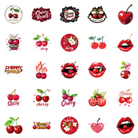 50 stuks kersenstickers waterdichte vintage rode fruitstickers esthetische bomstickers voor waterfles telefoonhoesje gitaar koelkast