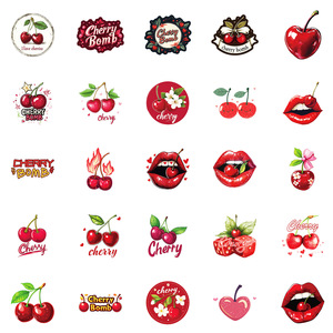 50 Pegatinas de Cereza Impermeables, Calcomanías Vintage de Frutas Rojas, Pegatinas Estéticas para Botellas de Agua, Fundas de Teléfono, Guitarras, Refrigeradores - Product Image 5