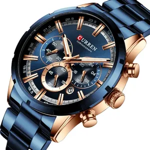 CURREN 8355男士多功能石英商务手表时尚Reloj Relogio Zeetech不锈钢奢侈品牌手表