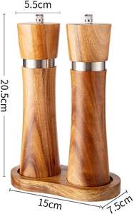 Ensemble moulin à sel et à poivre en bois de 8 pouces, moulin à sel et à poivre en bois d'acacia avec noyau en céramique - Product Image 5