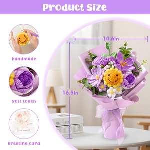 Regalos Personalizados, Ramo de Flores de Ganchillo, Flores Tejidas a Mano, Ramo de Girasoles de Ganchillo Rosa <span class=keywords><strong>para</strong></span> el Cumpleaños de una Amante, Día de la Madre - Product Image 4
