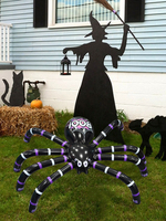 Joyee Halloween Jeu de lancer d'anneaux araignée gonflable, Ensemble de jeu gonflable araignée avec 8 anneaux pour le plaisir des fêtes