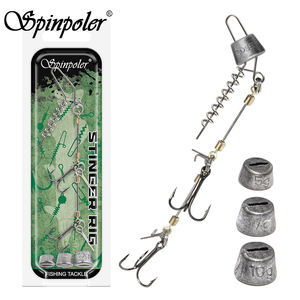 Spinpoler Pike Stinger Rig avec lest amovible, leurre nageur à queue bouclée, hameçon triple en acier à haute teneur en carbone 3X résistant pour la pêche en eau salée - Product Image 1