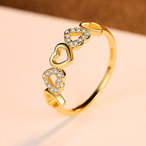 HOVANCI แหวนใส่นิ้วเซอร์คอนฝังเงิน S925,แหวนแต่งงานรูปทรงเรขาคณิตกลวงรูปหัวใจสุดสร้างสรรค์สำหรับเด็กผู้หญิง - Product Image 1