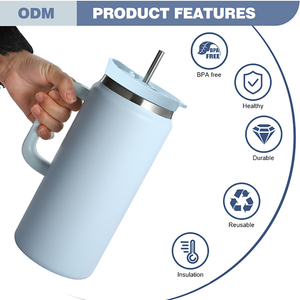 Everich ODM Thiết Kế Tái Sử Dụng Lfgb 64Oz Miệng Rộng Đôi Tường Chân Không Thép Không Gỉ Du Lịch Cốc Cốc Cốc Với Xử Lý Và Rơm - Product Image 6