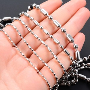 Collier tendance en acier inoxydable avec perles, chaîne de cou en bambou pour hommes et femmes, non décolorant, ras-du-cou couleur argent, bijoux en métal - Product Image 5