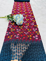 NI.AI Tissu en dentelle de coton brodé avec des fleurs en 3D, couleur rose, vente chaude, tissu en dentelle voile pour robe de mariée LY7426