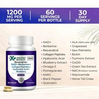 Complément Alimentaire Anti-Âge en Capsules : Resvératrol, NAD+, Berbérine, Collagène, Acide Hyaluronique, Myrtille - 60 Capsules