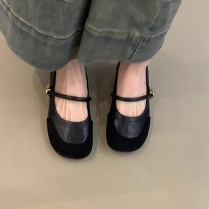 Chaussures de soirée souples de style français tendance 2026, à lanières, patchwork, bout rond, talon compensé, ballerines Mary Jane - Product Image 1